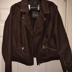 Faux leather moto jacket NWT